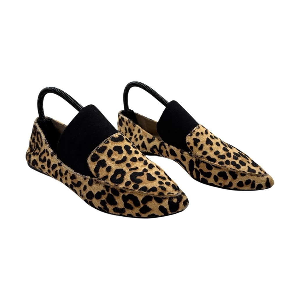 Steve Madden Feather-L Calf Hair Loafers Leopard Print Pointed Toe Sz‎ 6.5